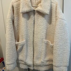 Wild Fable Cream Oversized Sherpa Jacket